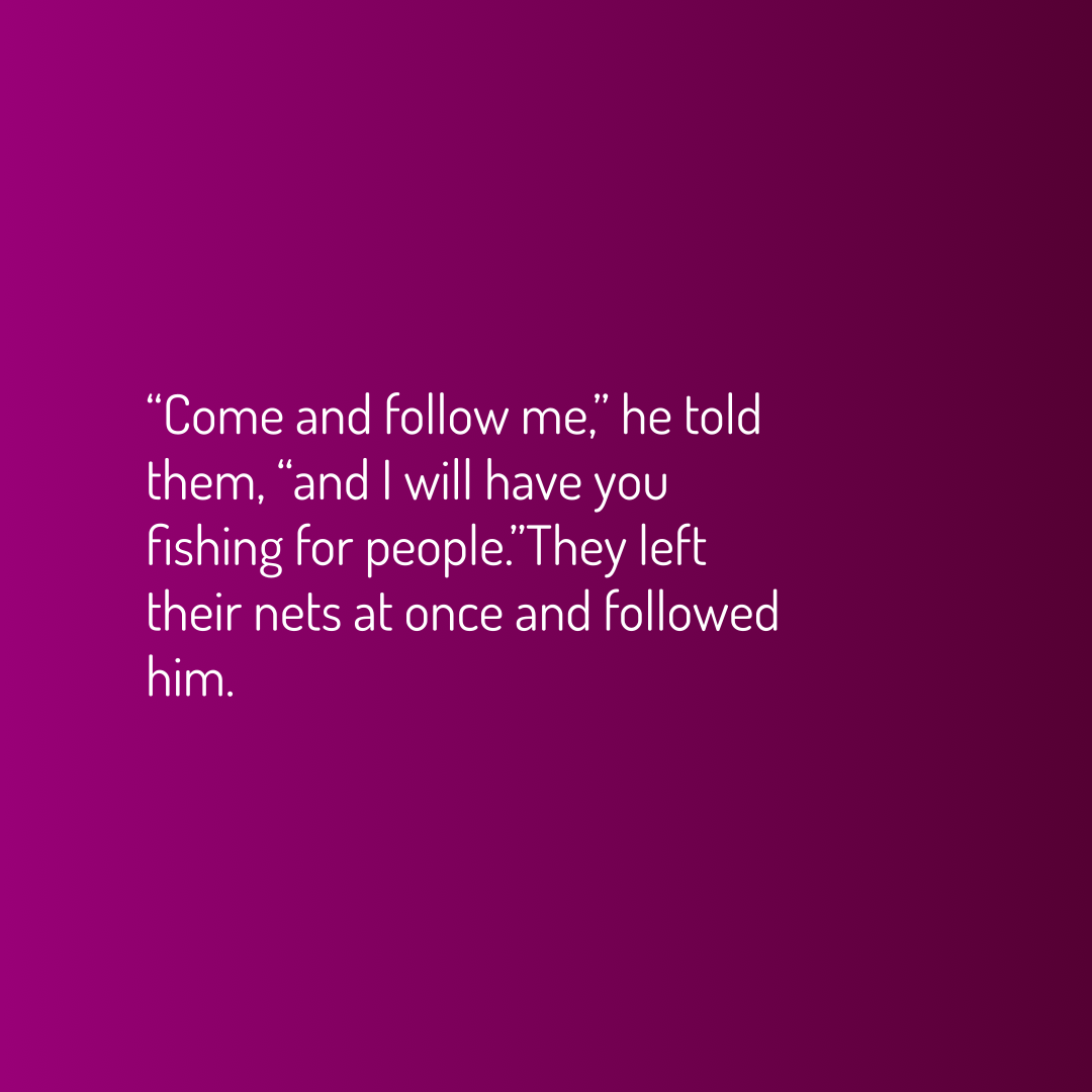 Verse of the Day Image for 2025-09-04. Scripture reference Mark 1: 17-18