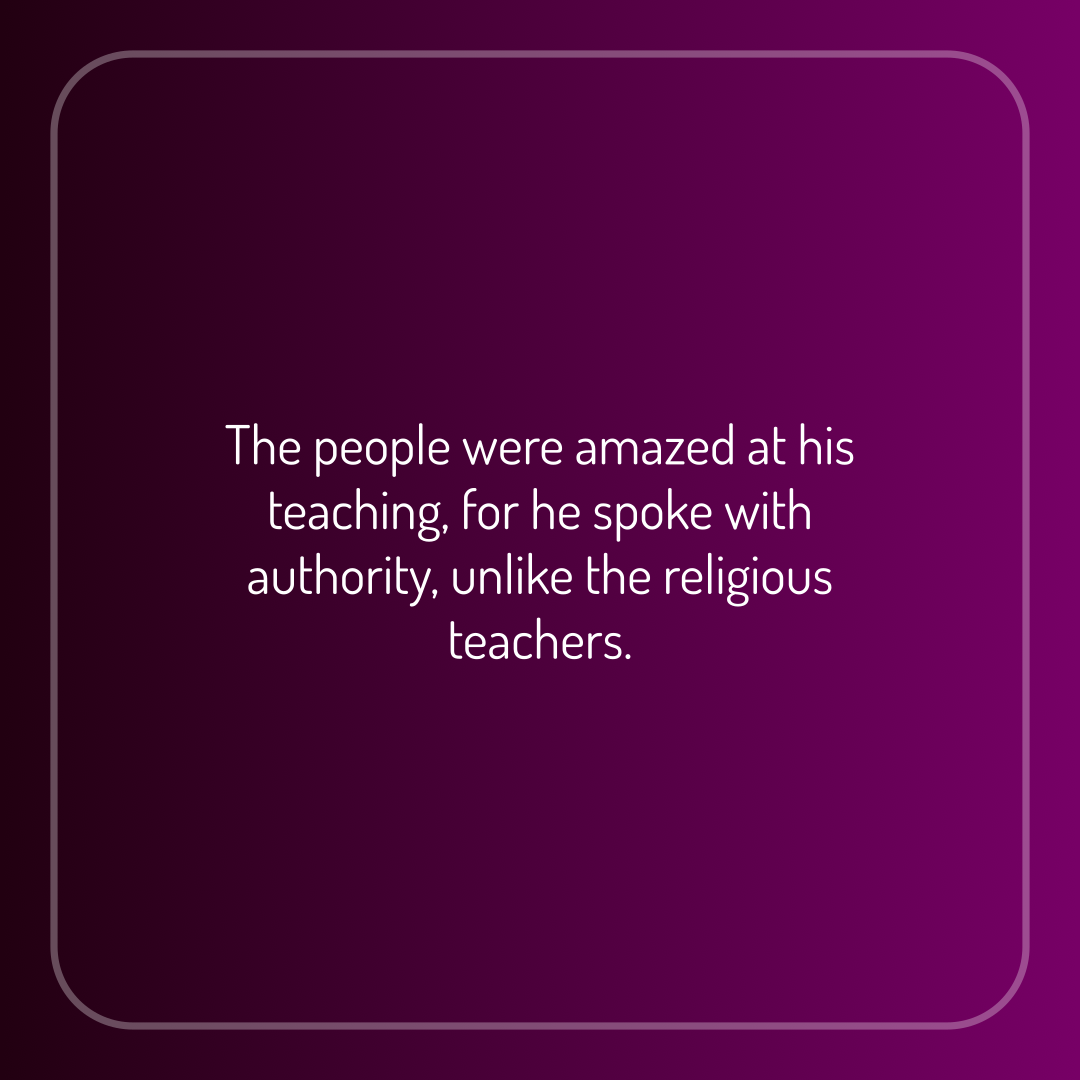 Verse of the Day Image for 2025-09-05. Scripture reference Mark 1: 22