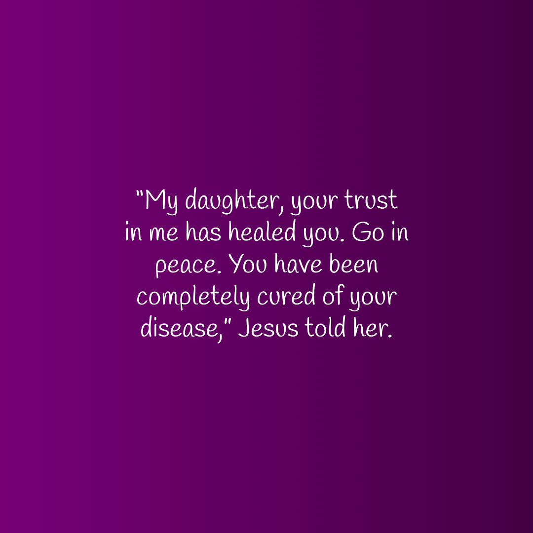 Verse of the Day Image for 2025-09-20. Scripture reference Mark 5: 34