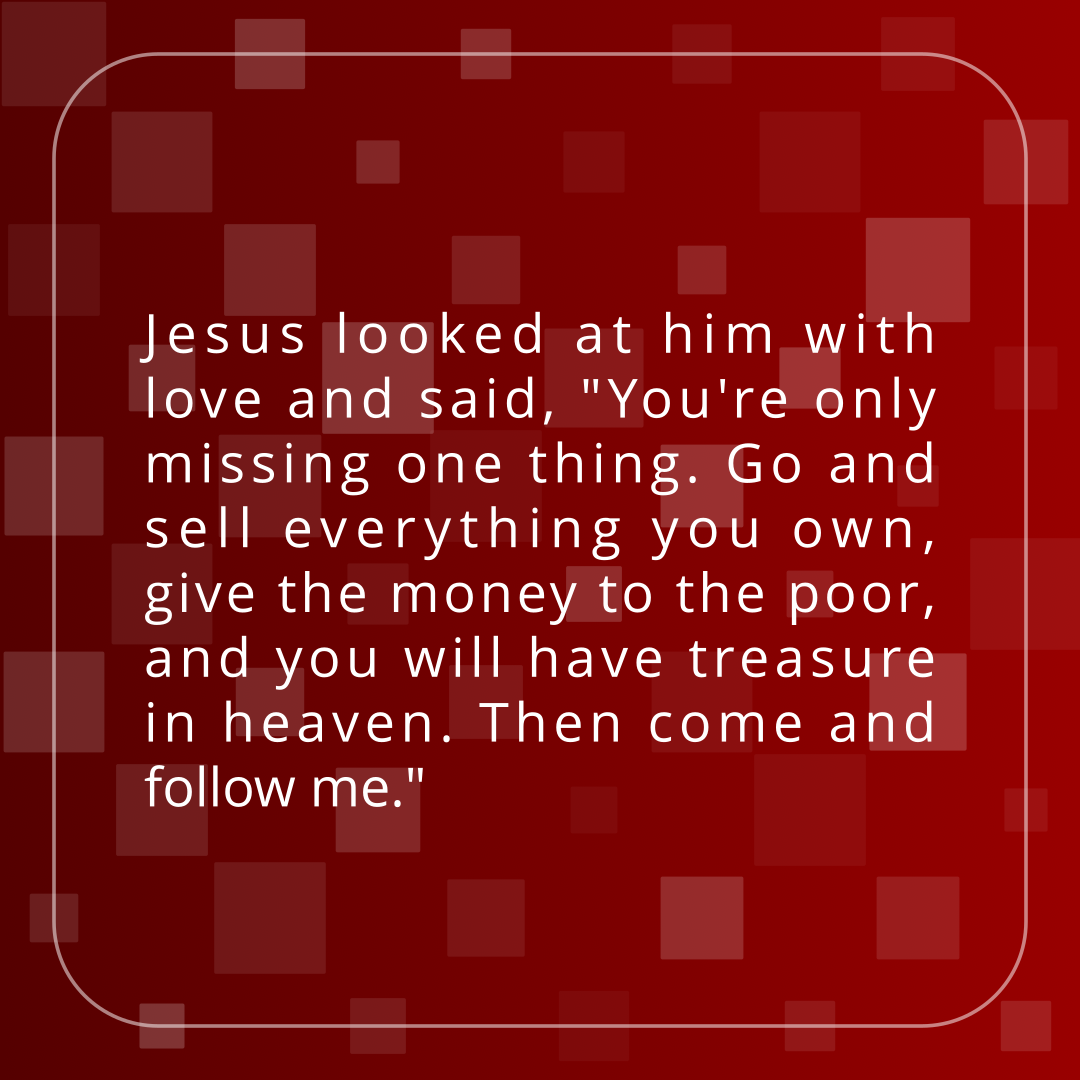 Verse of the Day Image for 2025-10-07. Scripture reference Mark 10: 21