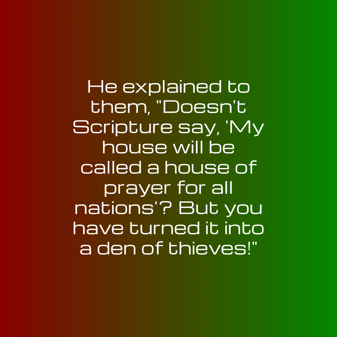 Verse of the Day Image for 2025-10-12. Scripture reference Mark 11: 17