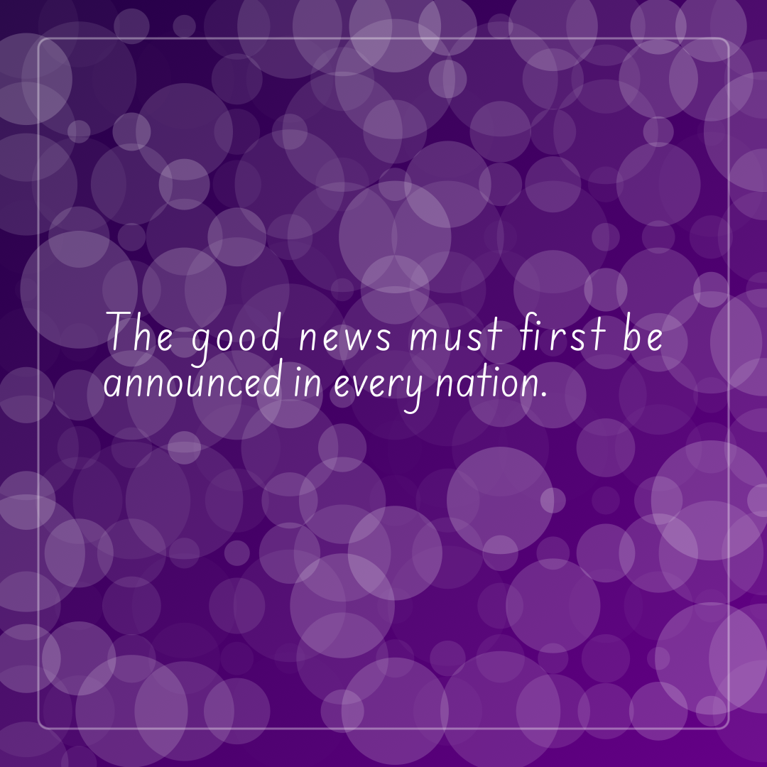 Verse of the Day Image for 2025-10-17. Scripture reference Mark 13: 10