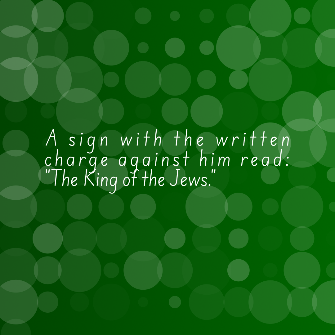 Verse of the Day Image for 2025-10-29. Scripture reference Mark 15: 26