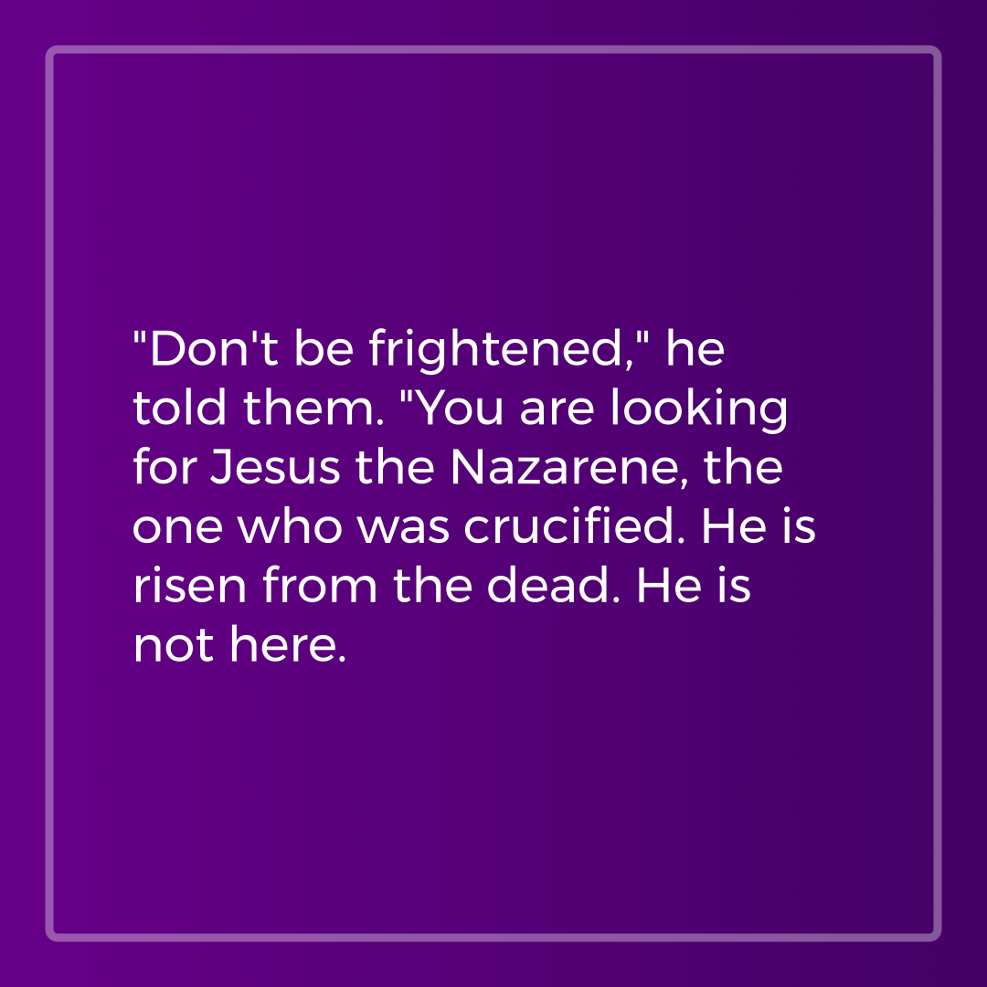 Verse of the Day Image for 2025-11-01. Scripture reference Mark 16: 6