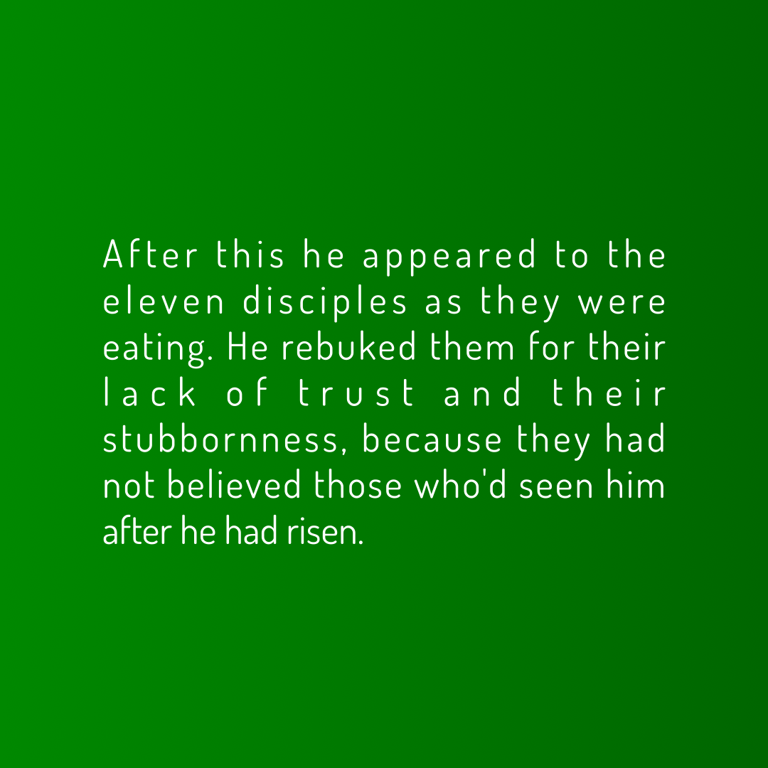 Verse of the Day Image for 2025-11-02. Scripture reference Mark 16: 14