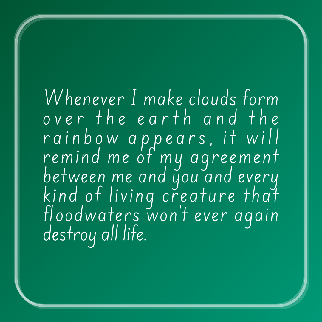 Verse of the Day Image for 2025-11-16. Scripture reference Genesis 9: 14-15