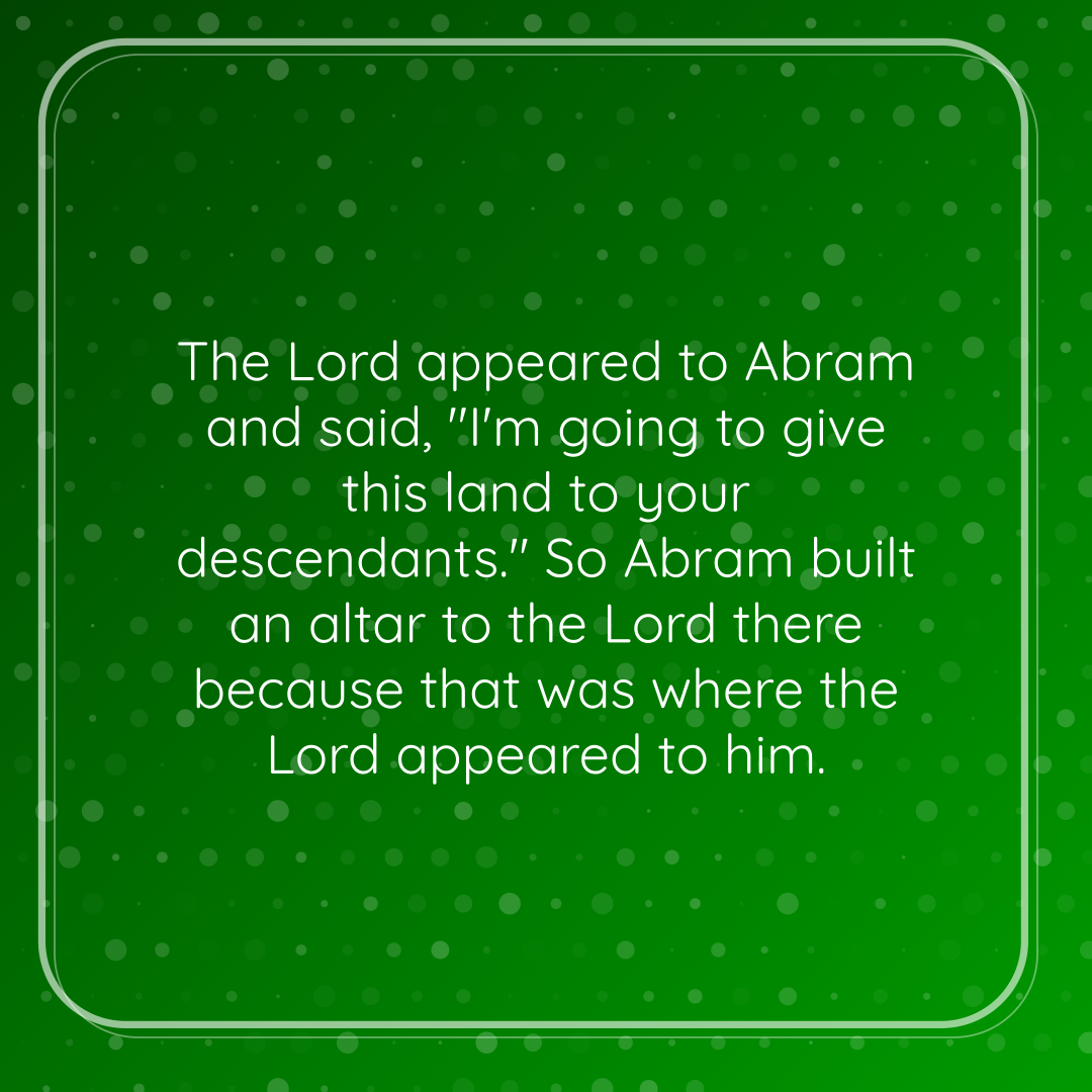 Verse of the Day Image for 2025-11-17. Scripture reference Genesis 12: 7