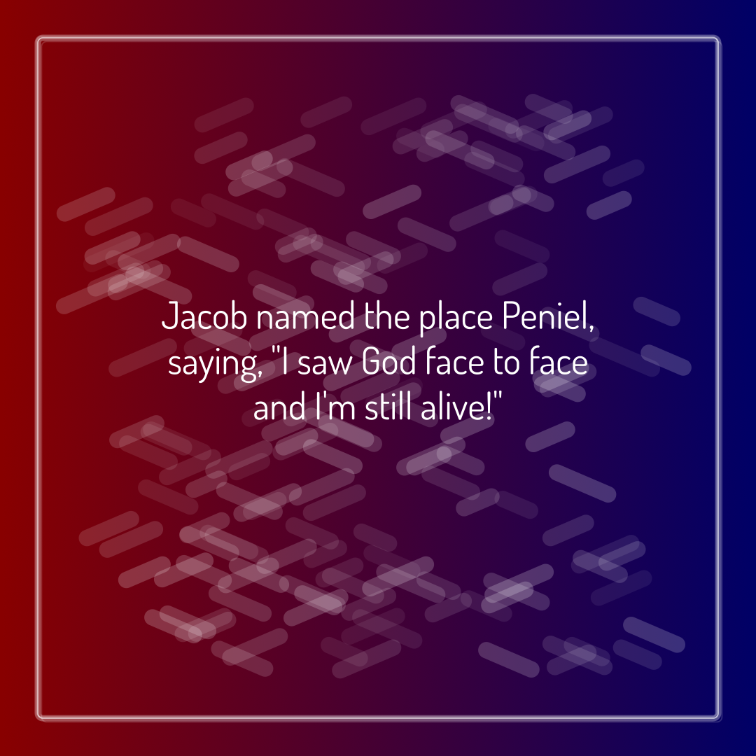 Verse of the Day Image for 2025-12-06. Scripture reference Genesis 32: 30