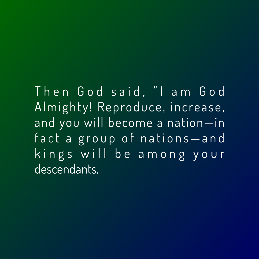 Verse of the Day Image for 2025-12-08. Scripture reference Genesis 35: 11