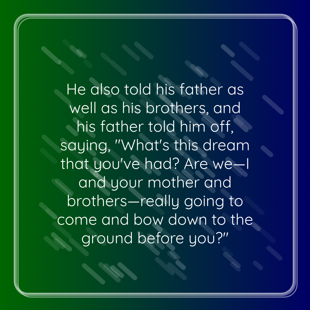 Verse of the Day Image for 2025-12-09. Scripture reference Genesis 37: 10