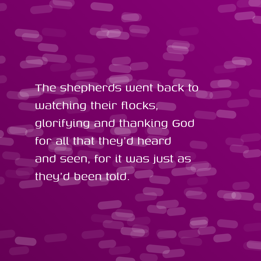 Verse of the Day Image for 2025-12-27. Scripture reference Luke 2: 20