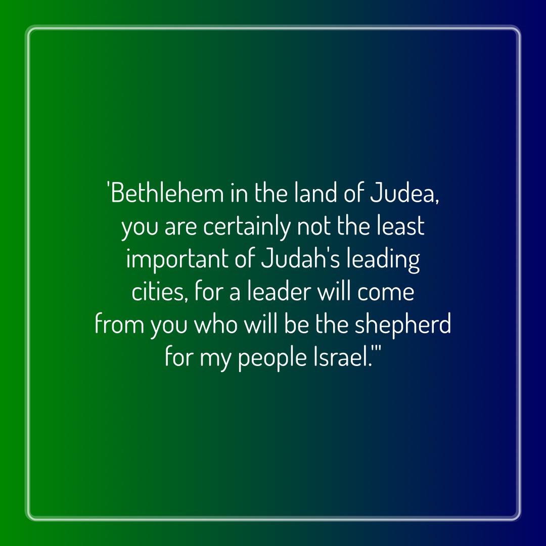 Verse of the Day Image for 2025-12-28. Scripture reference Matthew 2: 6