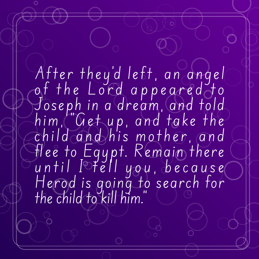 Verse of the Day Image for 2025-12-30. Scripture reference Matthew 2: 13