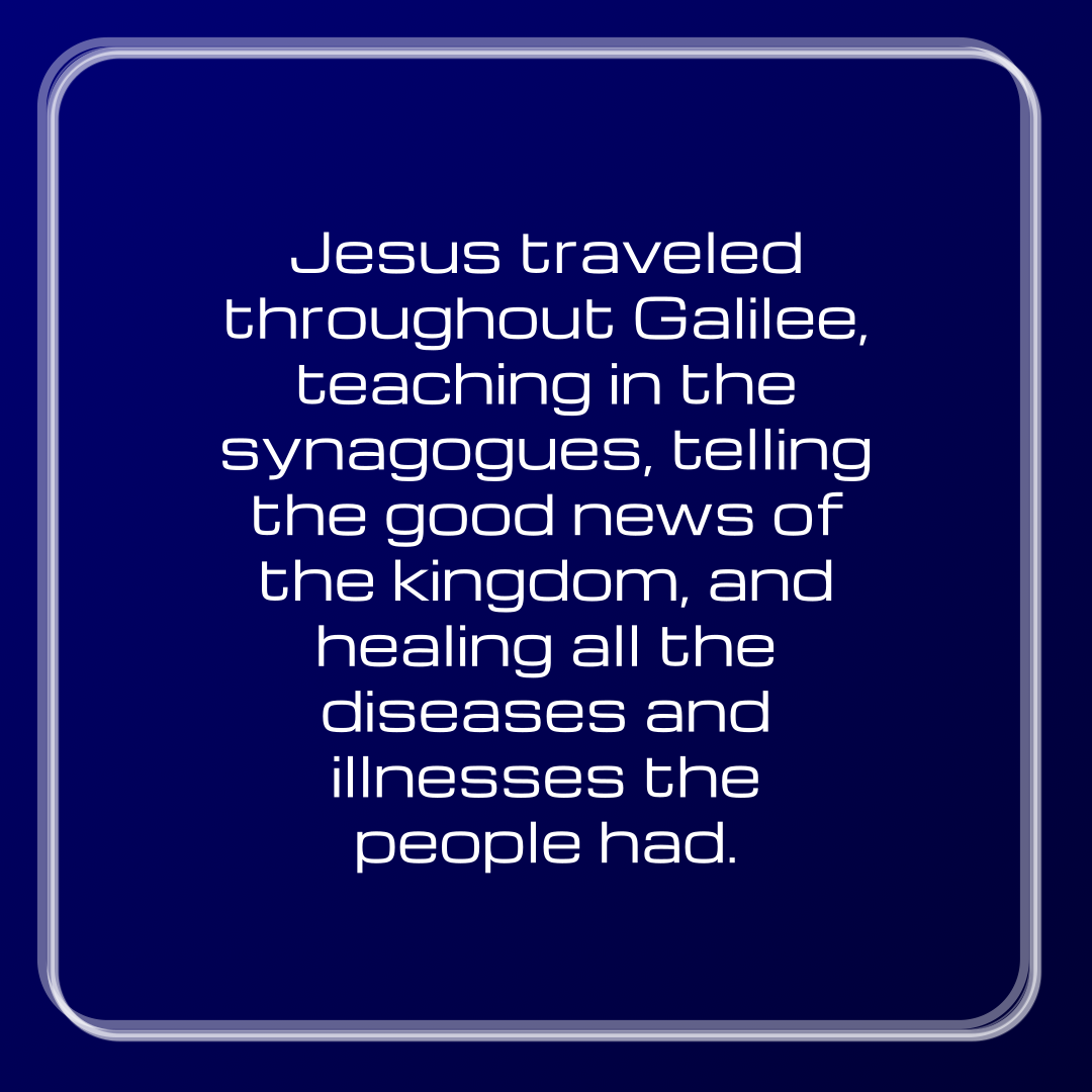 Verse of the Day Image for 2026-01-08. Scripture reference Matthew 4: 23