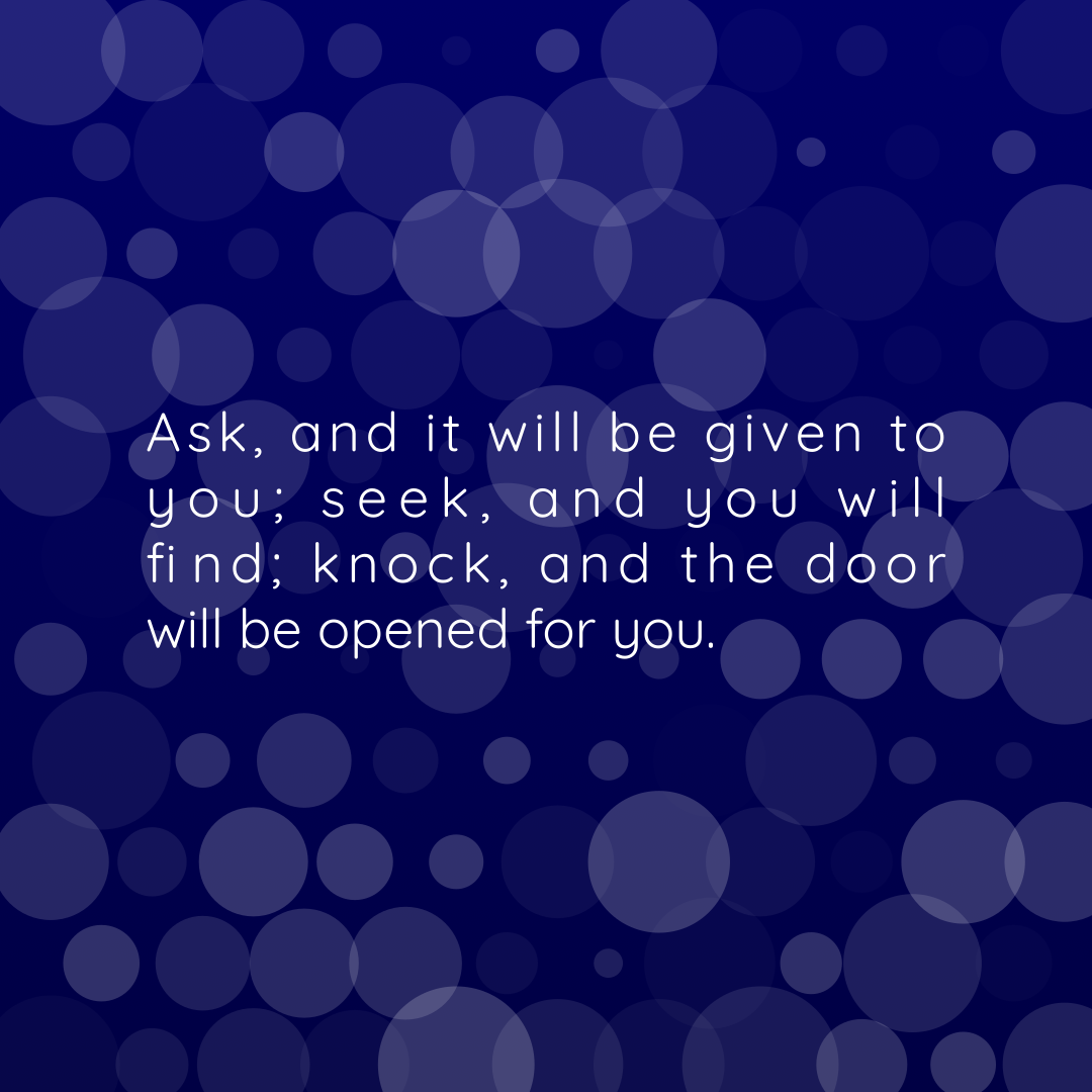 Verse of the Day Image for 2026-01-21. Scripture reference Matthew 7: 7