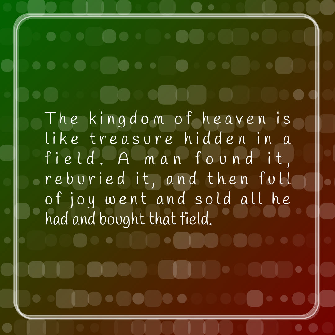 Verse of the Day Image for 2026-02-25. Scripture reference Matthew 13: 44