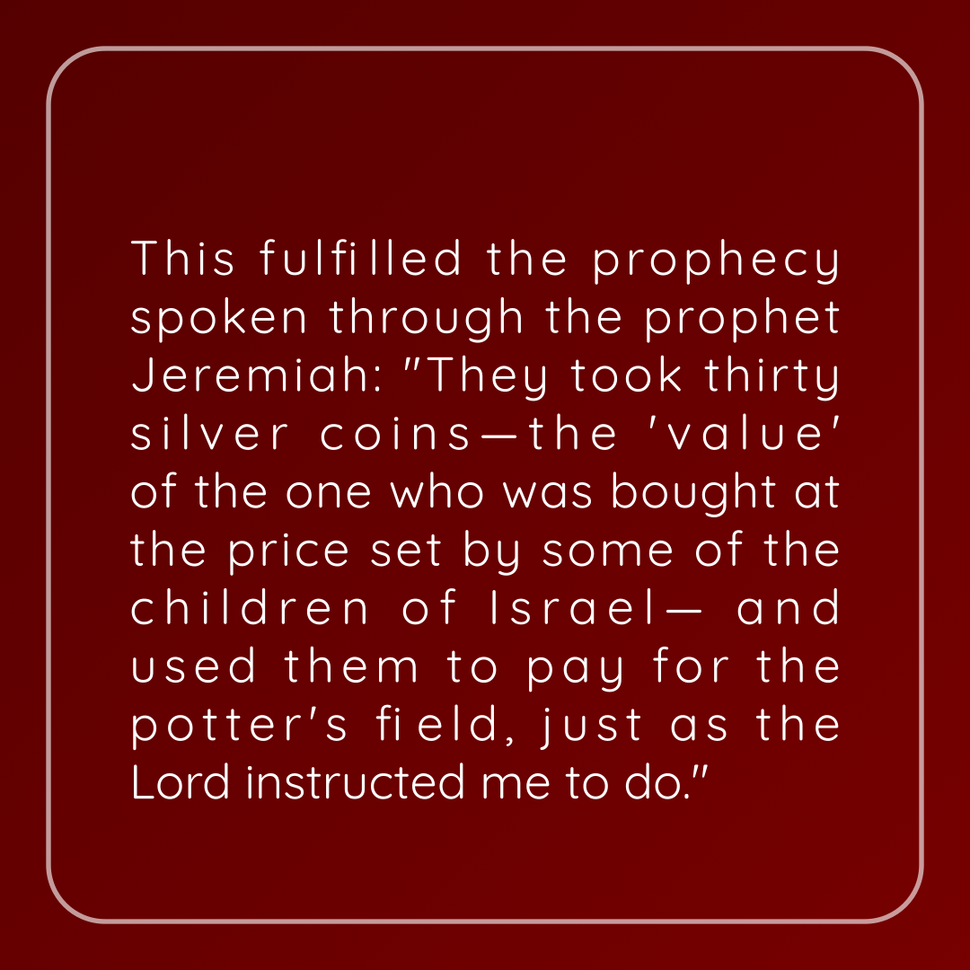 Verse of the Day Image for 2026-05-19. Scripture reference Matthew 27: 9-10