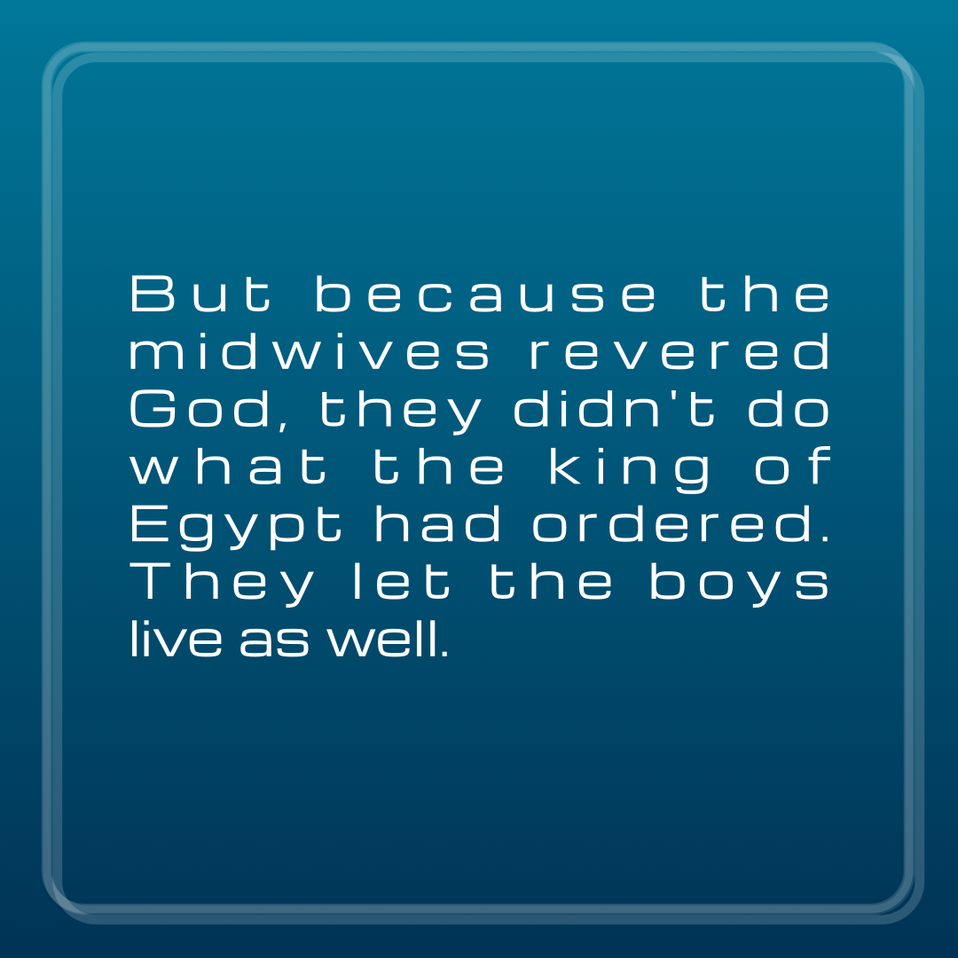 Verse of the Day Image for 2026-06-05. Scripture reference Exodus 1: 17