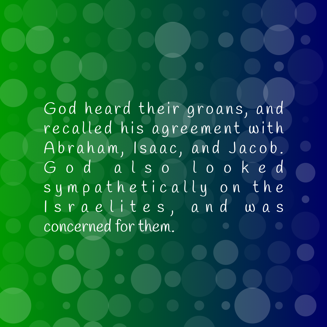 Verse of the Day Image for 2026-06-11. Scripture reference Exodus 2: 24-25