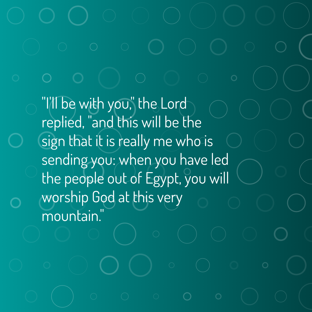 Verse of the Day Image for 2026-06-15. Scripture reference Exodus 3: 12