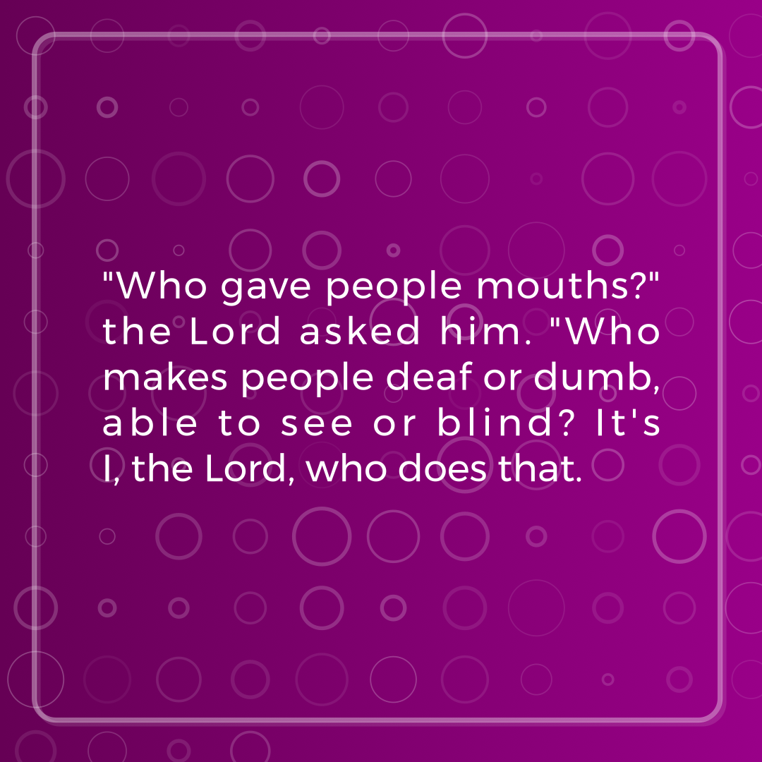 Verse of the Day Image for 2026-06-20. Scripture reference Exodus 4: 11