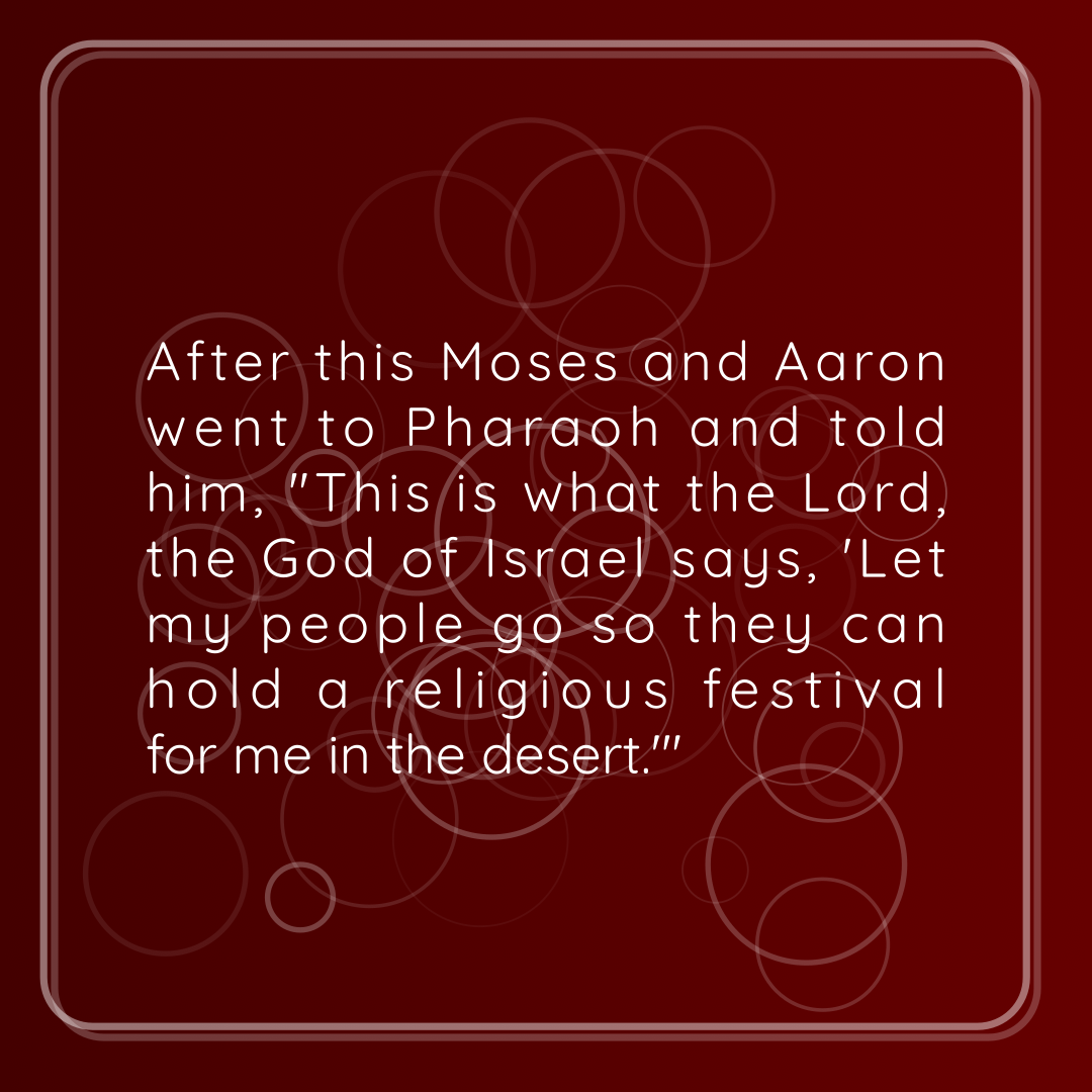 Verse of the Day Image for 2026-06-22. Scripture reference Exodus 5: 1