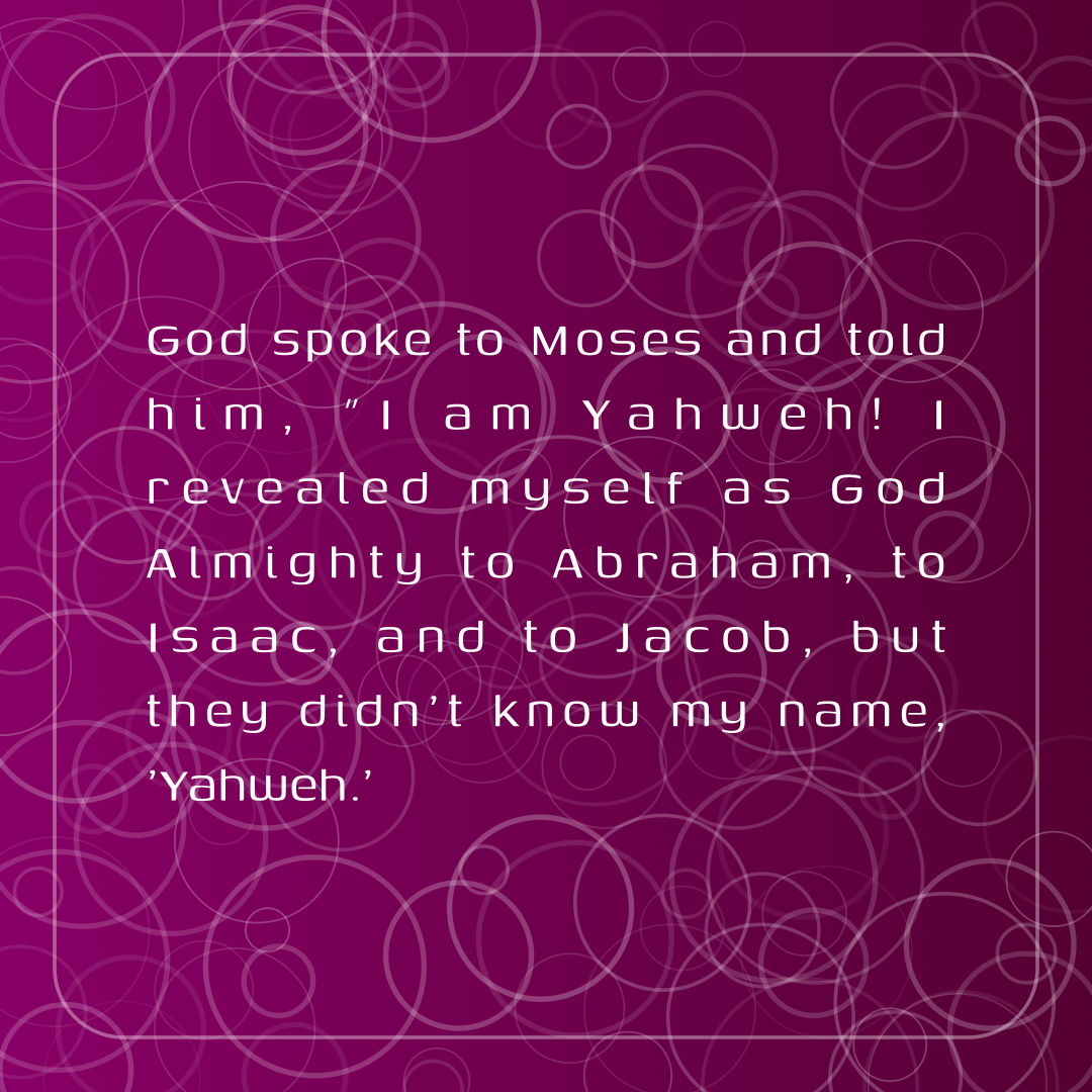 Verse of the Day Image for 2026-06-26. Scripture reference Exodus 6: 2-3