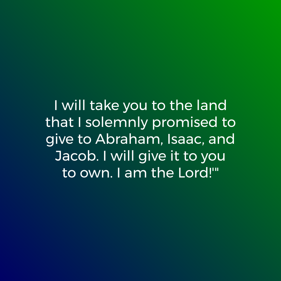 Verse of the Day Image for 2026-06-27. Scripture reference Exodus 6: 8