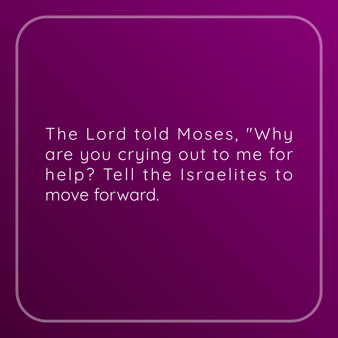 Verse of the Day Image for 2026-07-18. Scripture reference Exodus 14: 15