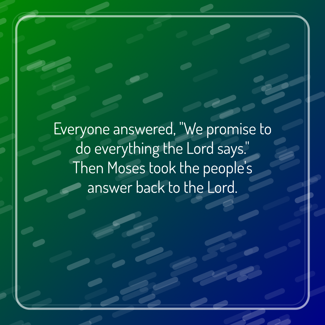Verse of the Day Image for 2026-07-29. Scripture reference Exodus 19: 8