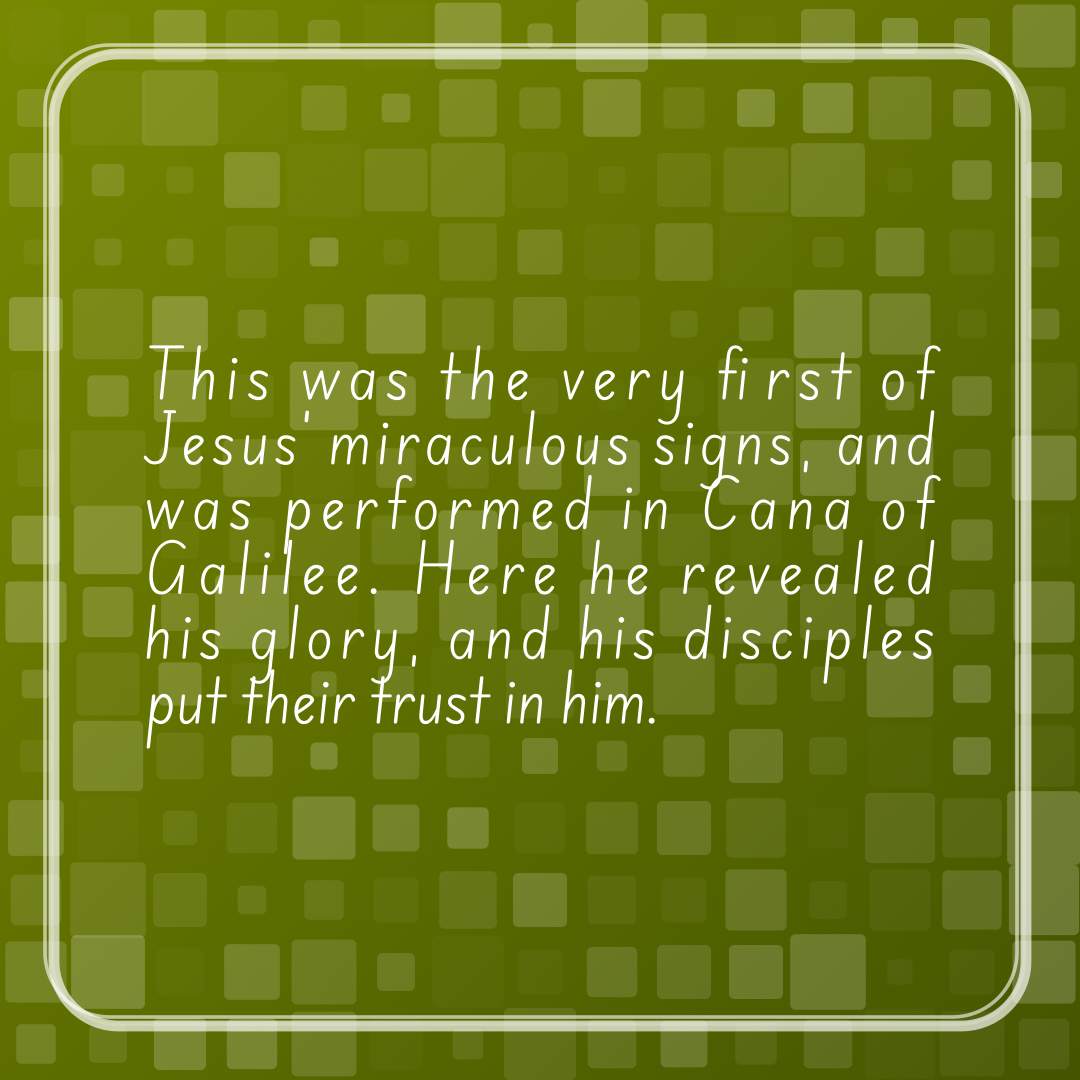 Verse of the Day Image for 2026-08-11. Scripture reference John 2: 11