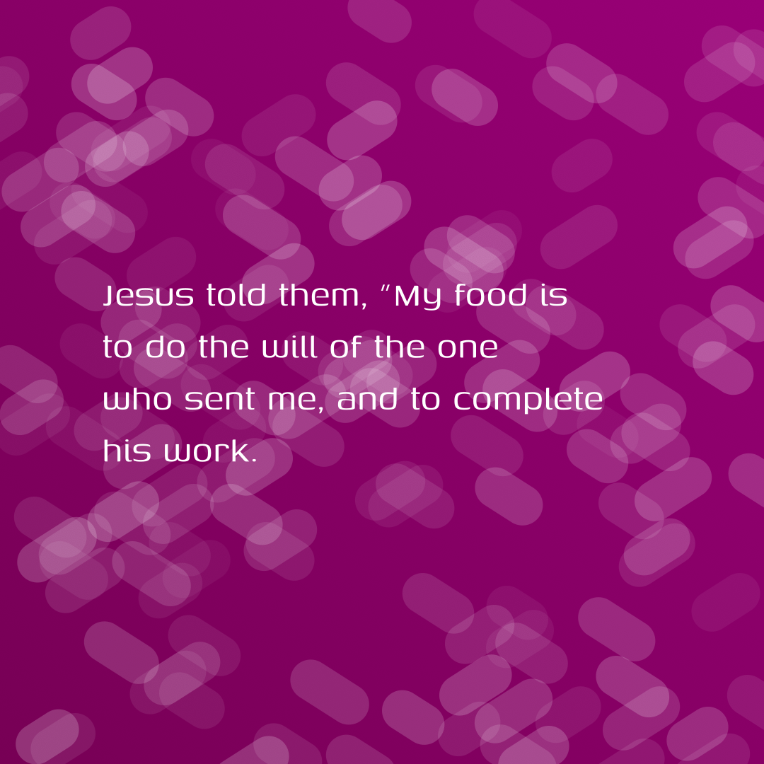 Verse of the Day Image for 2026-08-29. Scripture reference John 4: 34