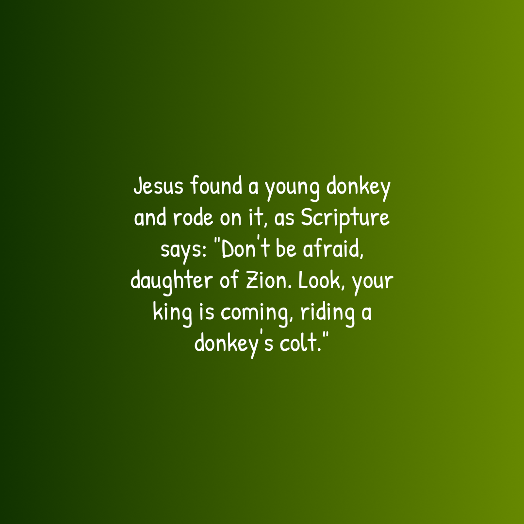 Verse of the Day Image for 2026-10-24. Scripture reference John 12: 14-15